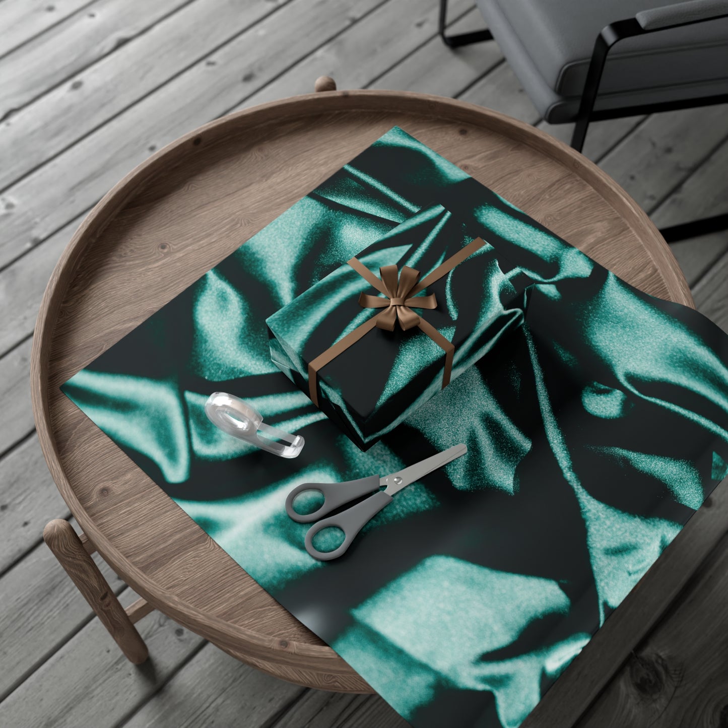 Emerald Satin Print Gift Wrapping Paper