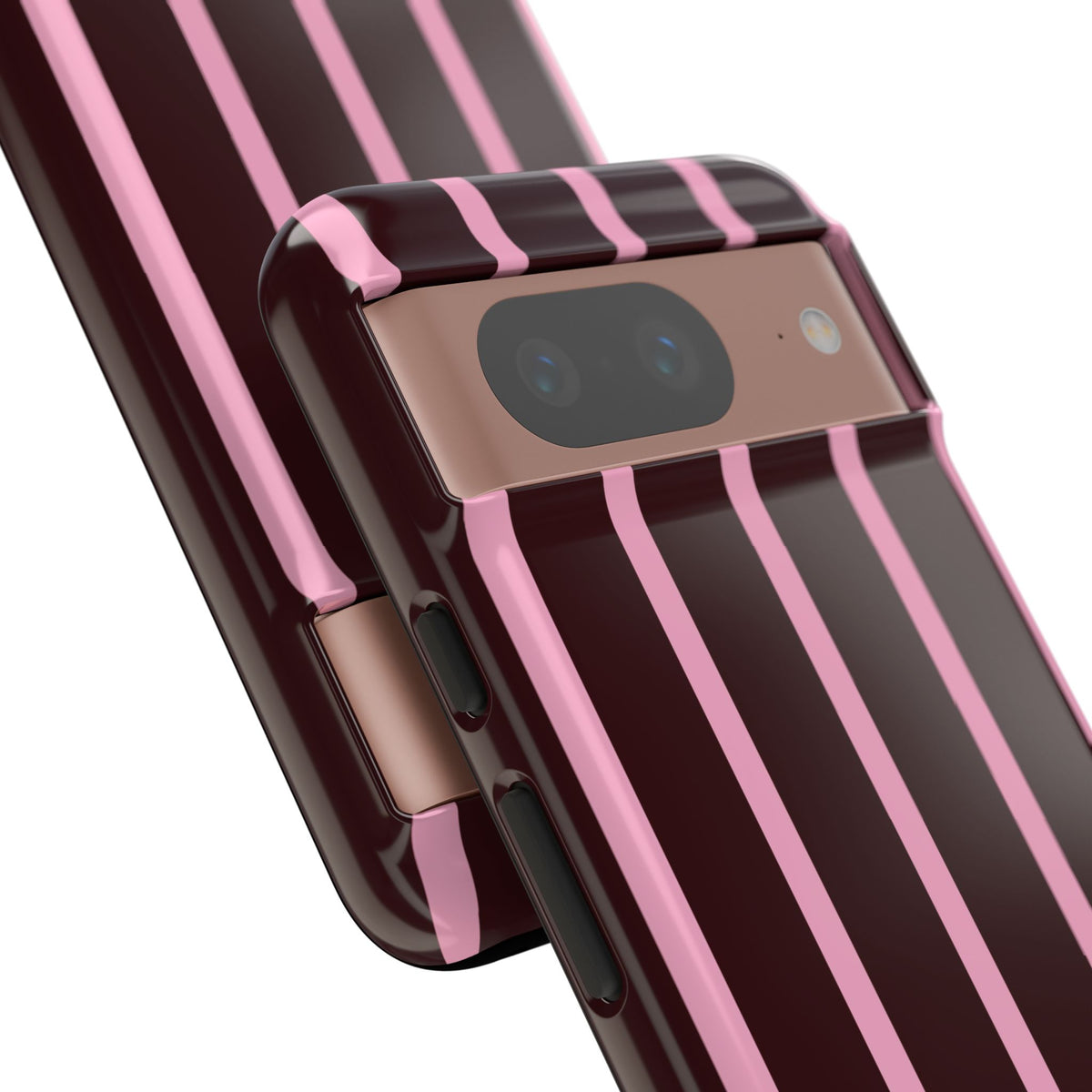 Signature Velvet Noir + Pink Stripes Google Pixel Phone Case