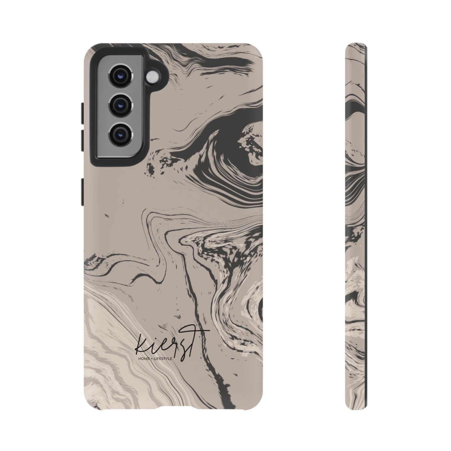 Cream, Grey, and Taupe Marble Samsung Galaxy Phone Case | Rich Swirls, Neutral Motion