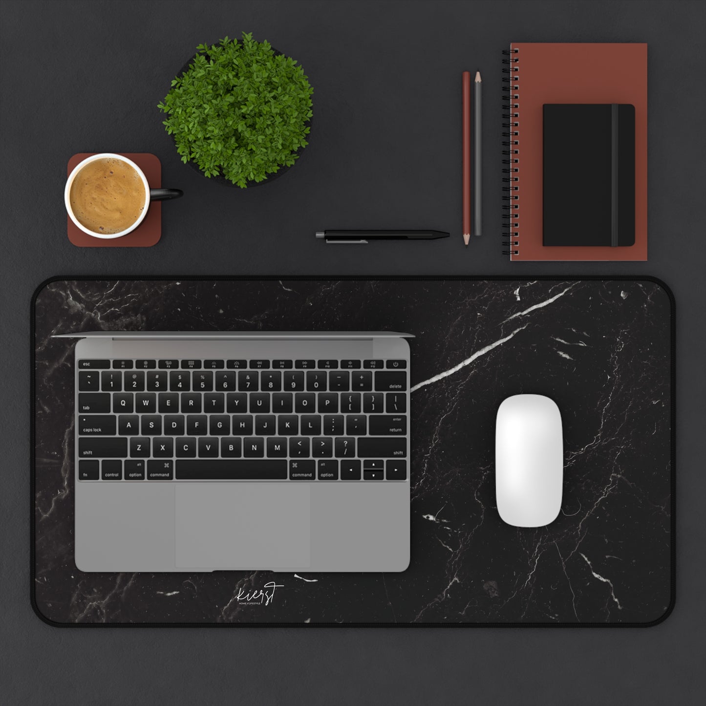 Black Marble Desk Mat | Luxe Workspace Essential