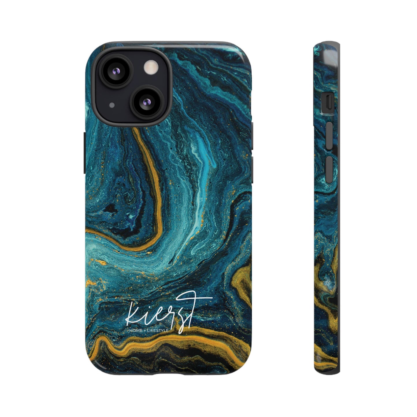 Gold & Teal Marble iPhone Case | Swirled Boldness, Everyday Luxury