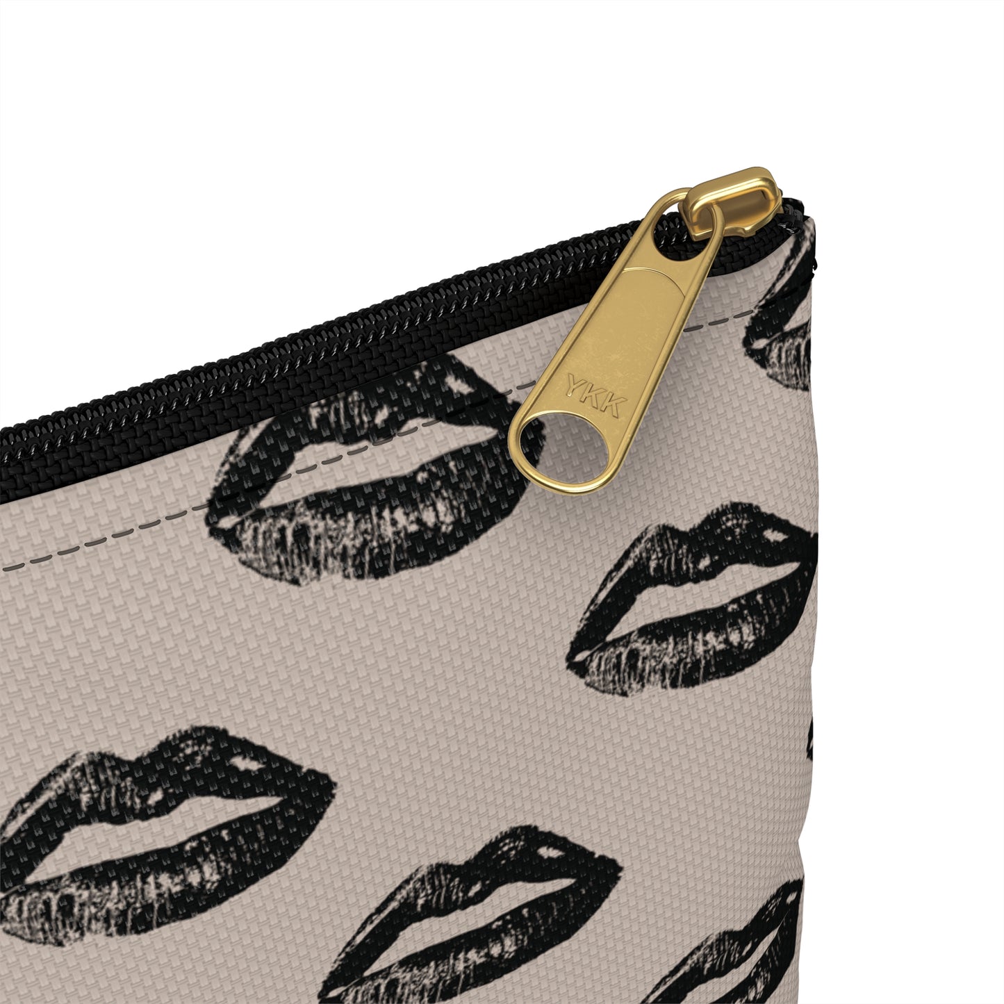 Black Lips on Oat Accessory Pouch | Bold Meets Neutral