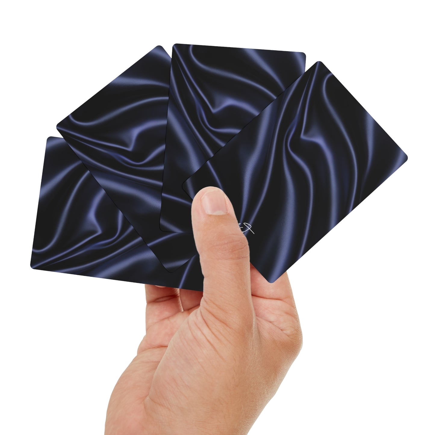 Navy Silk Print Poker Playing Cards