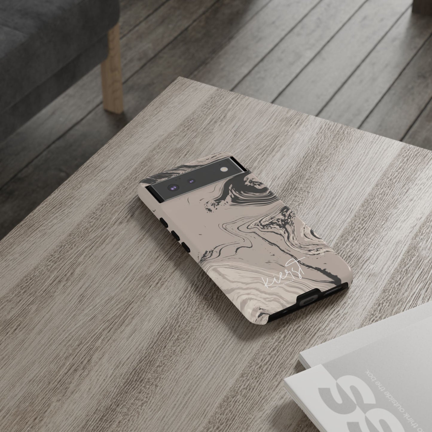Cream, Grey, and Taupe Marble Google Pixel Case | Grounded Neutrals, Expressive Detail
