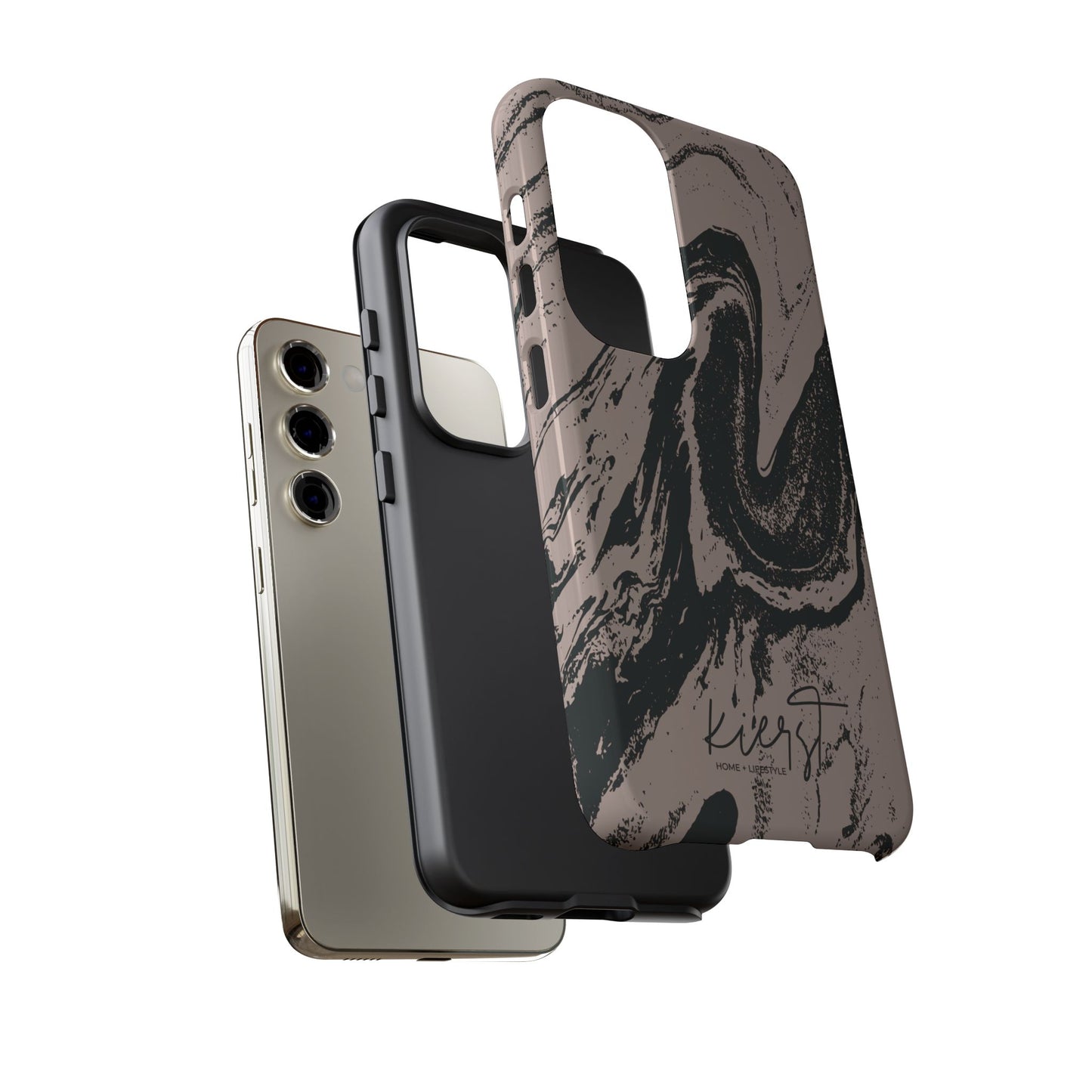 Taupe and Black Marble Samsung Galaxy Phone Case | Sleek, Durable Protection - Edgy, Modern Design