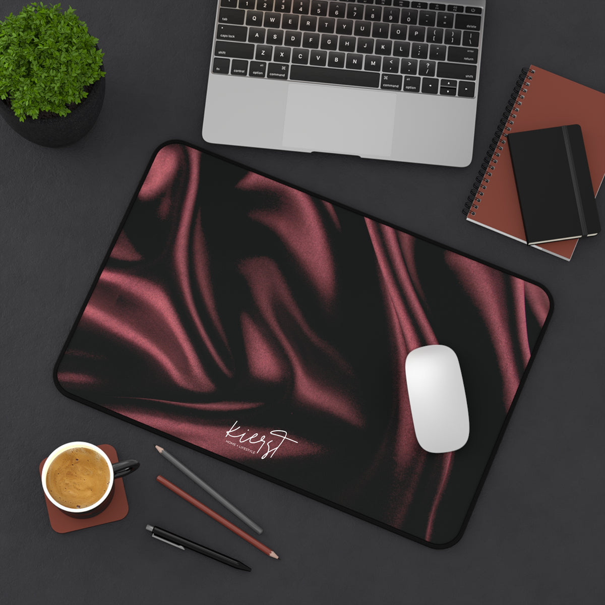 Signature Velvet Noir Silk Print Desk Mat