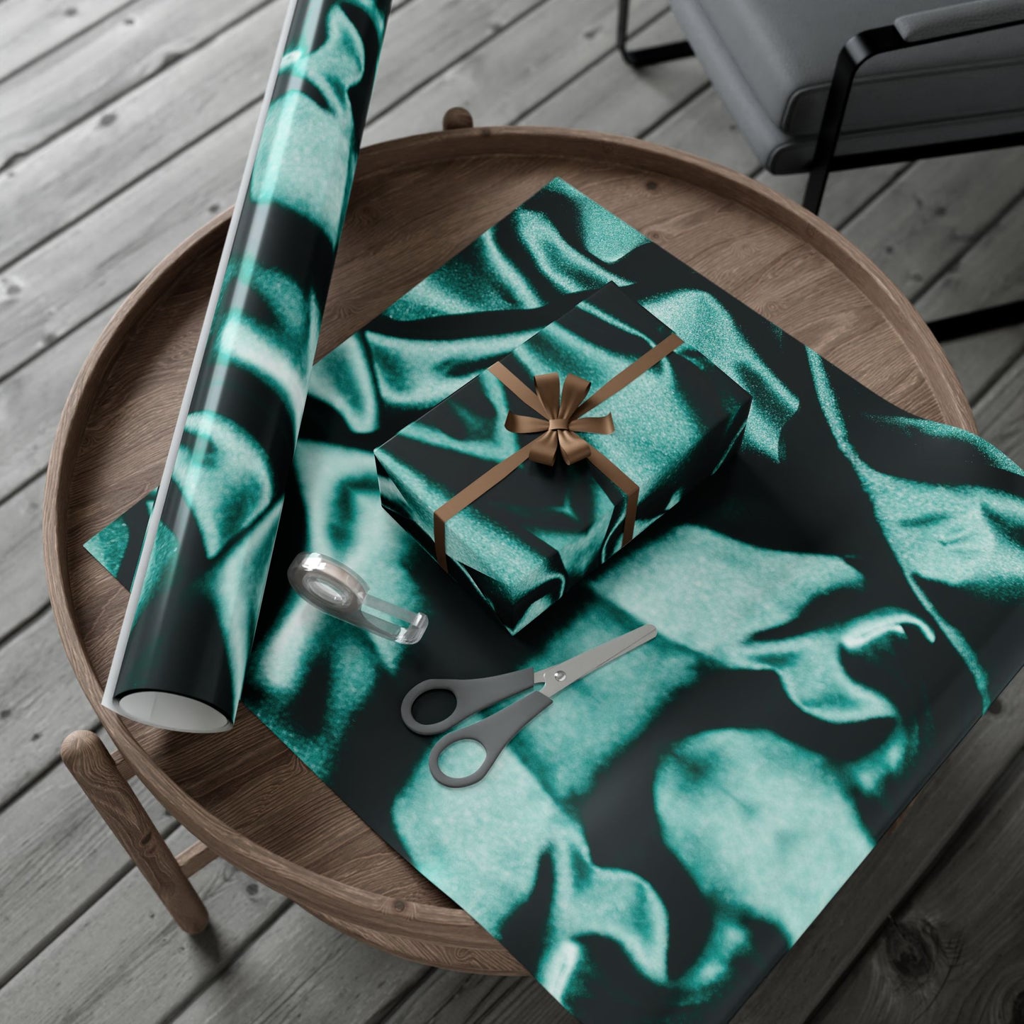 Emerald Satin Print Gift Wrapping Paper