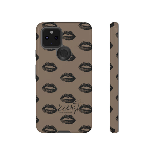 Black Lips on Mocha Google Pixel Phone Case | Soft Edge, Bold Energy