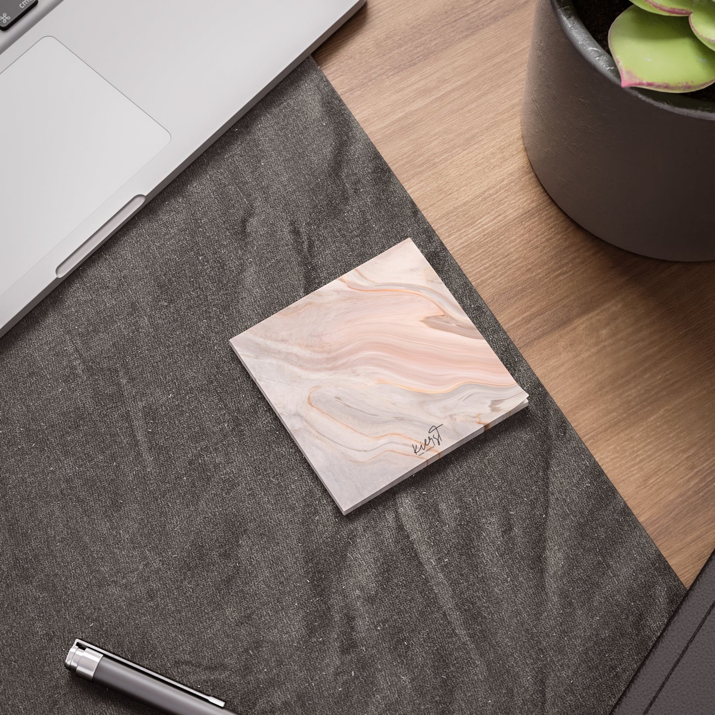 Blush Swirl Marble Post-it® Note Pad | Soft Pink Marble-Inspired Sticky Notes for Chic Desks