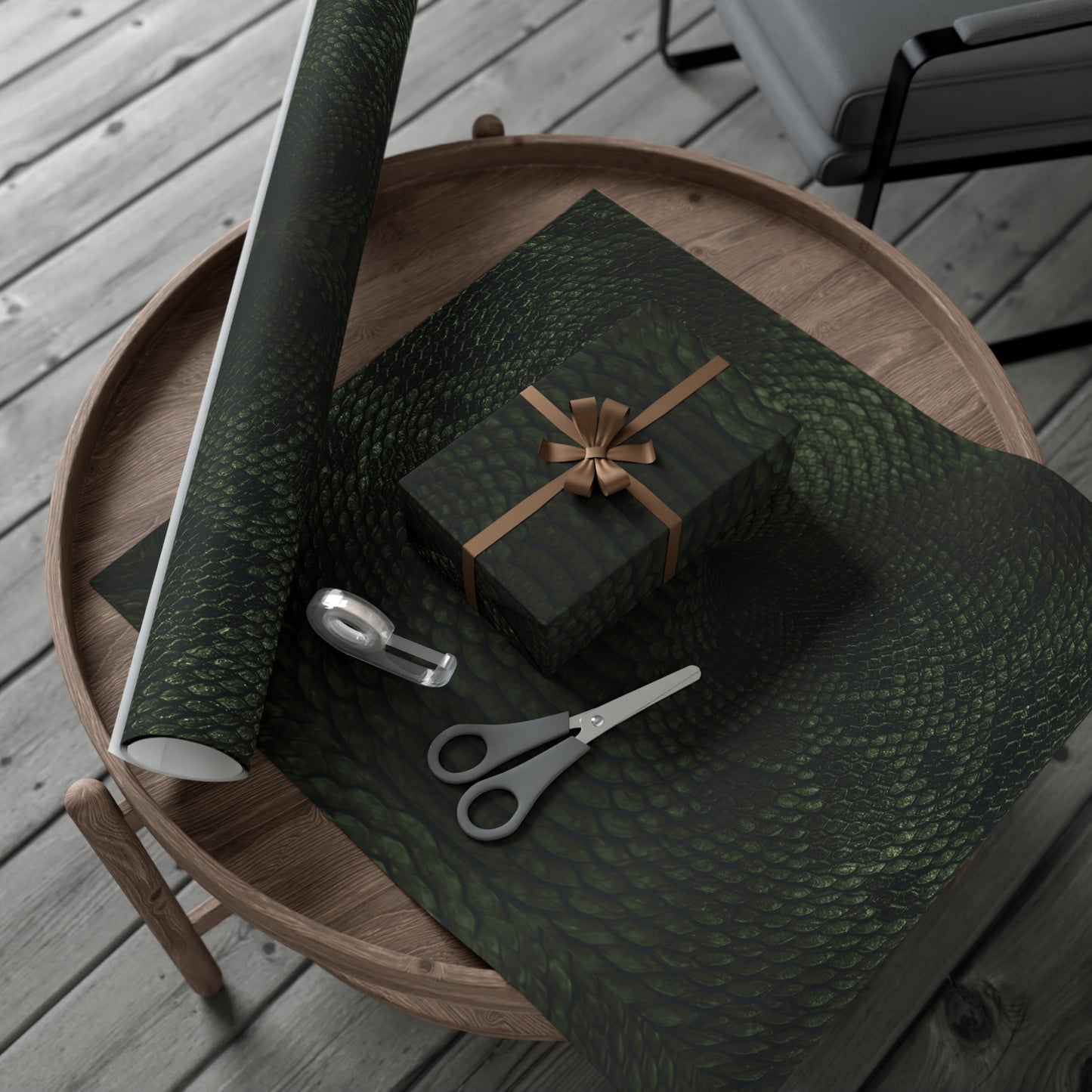 Deep Rich Green Snake Print Gift Wrapping Paper