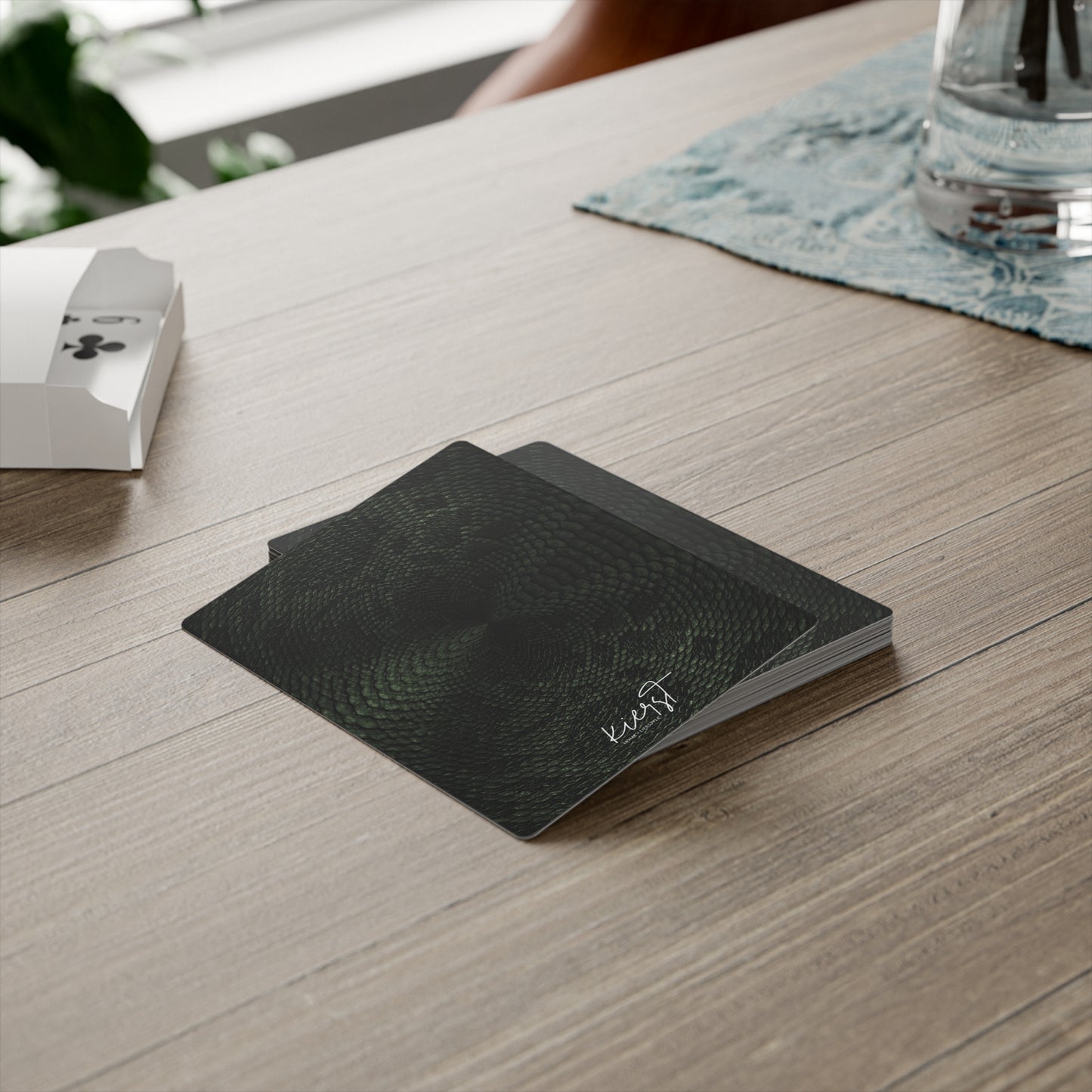 Deep Rich Green Snake Print Poker Playing Cards