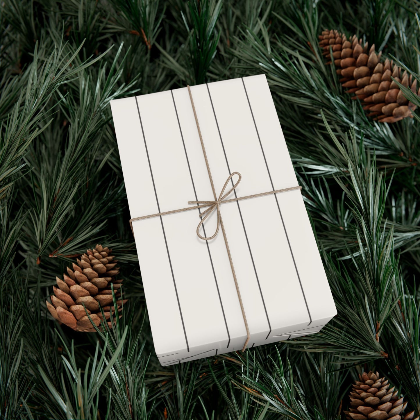 Cream With Grey Pinstripe Gift Wrapping Paper
