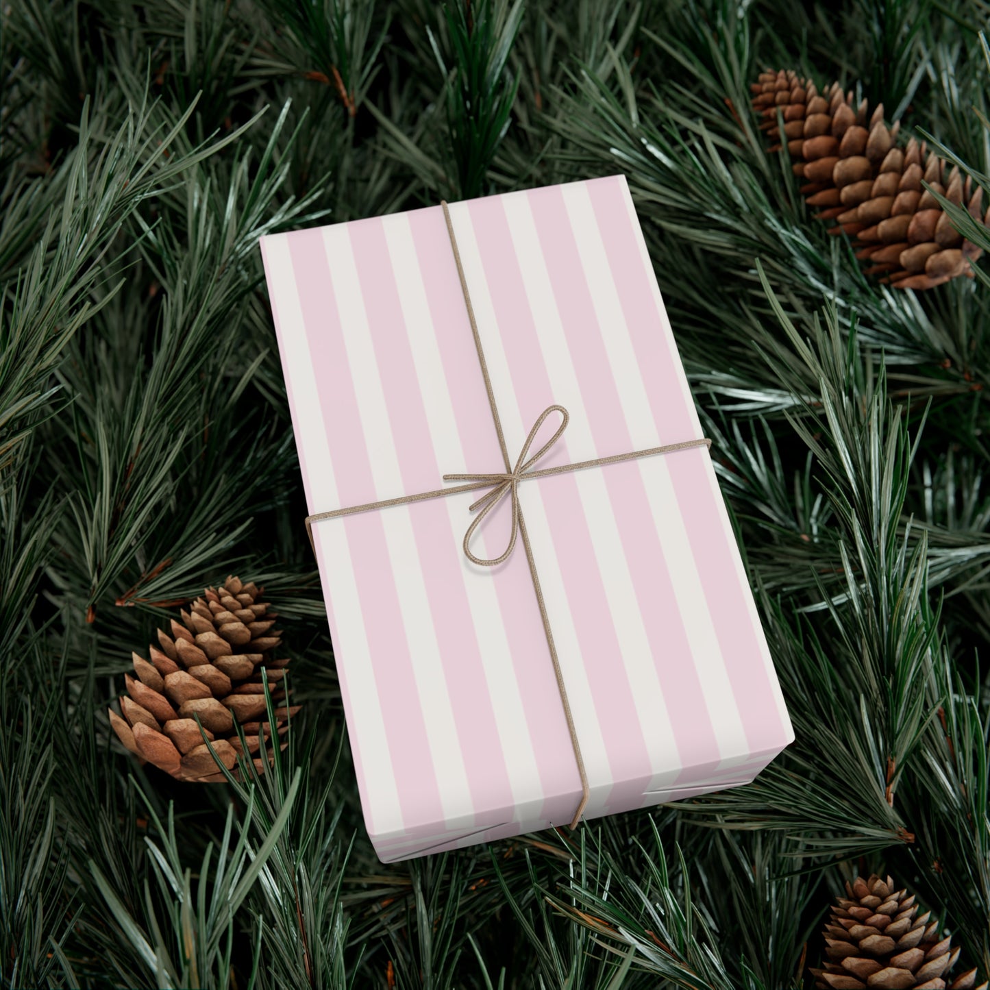 kierst Signature Pink and Cream Striped Wrapping Paper