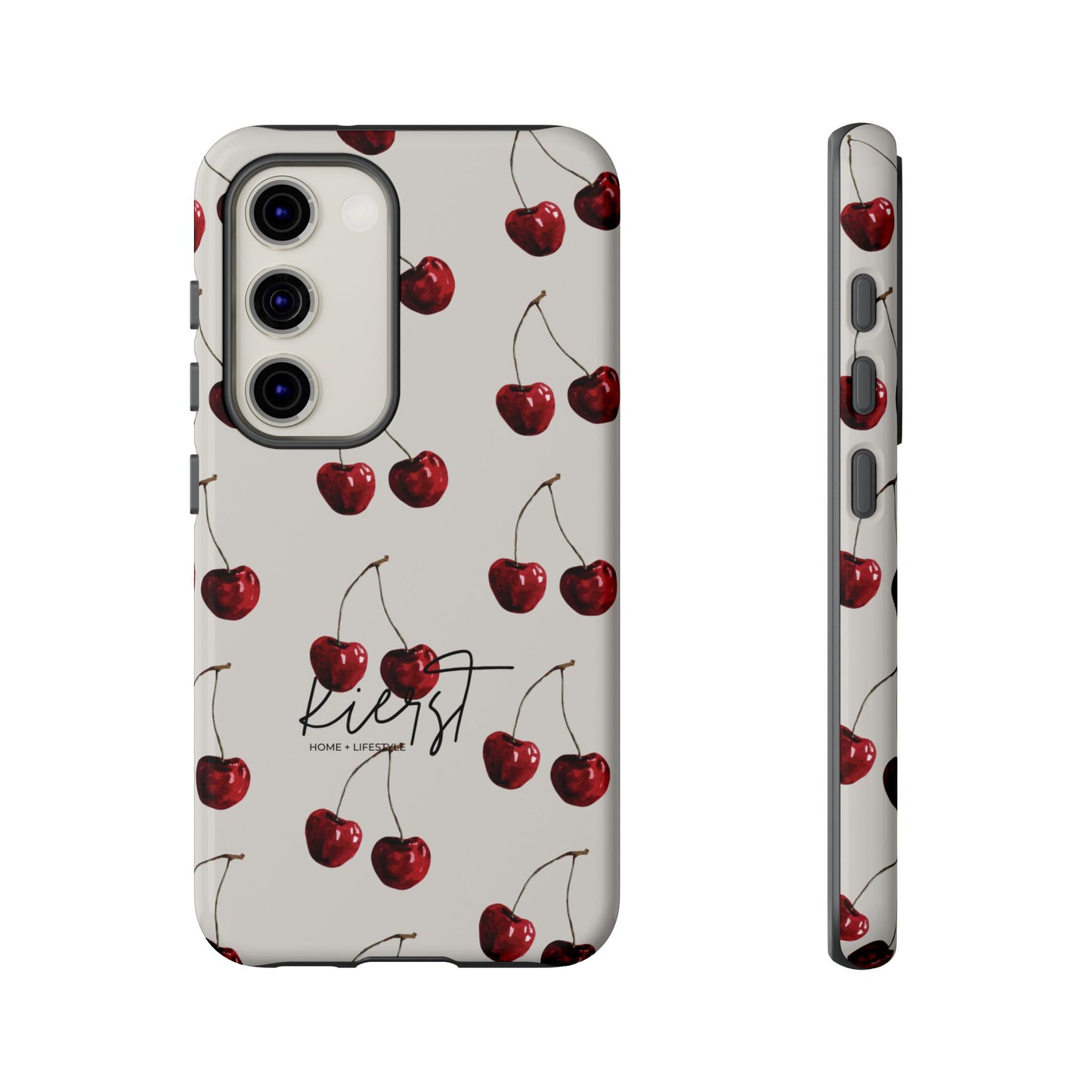 Moody Cherry Stems on White Bone Samsung Galaxy Case | Understated Luxury With A Playful Bite