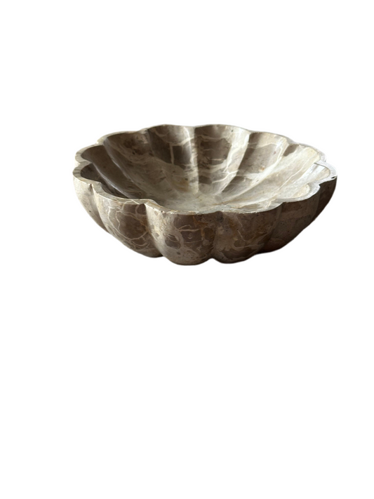 Tan Marble Scalloped Dish