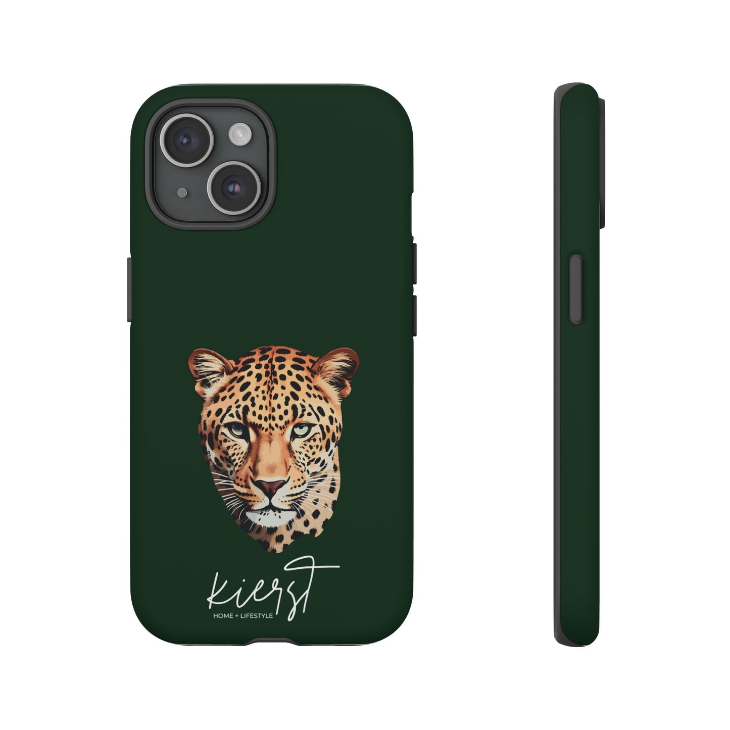 Leopard Head on Signature Midnight Pine iPhone Case | Designed to Stand Out