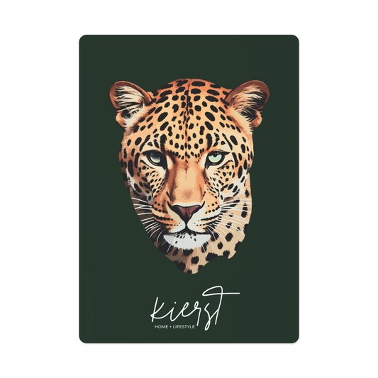 kierst Signature Midnight Pine Poker Playing Cards With Leopard Head