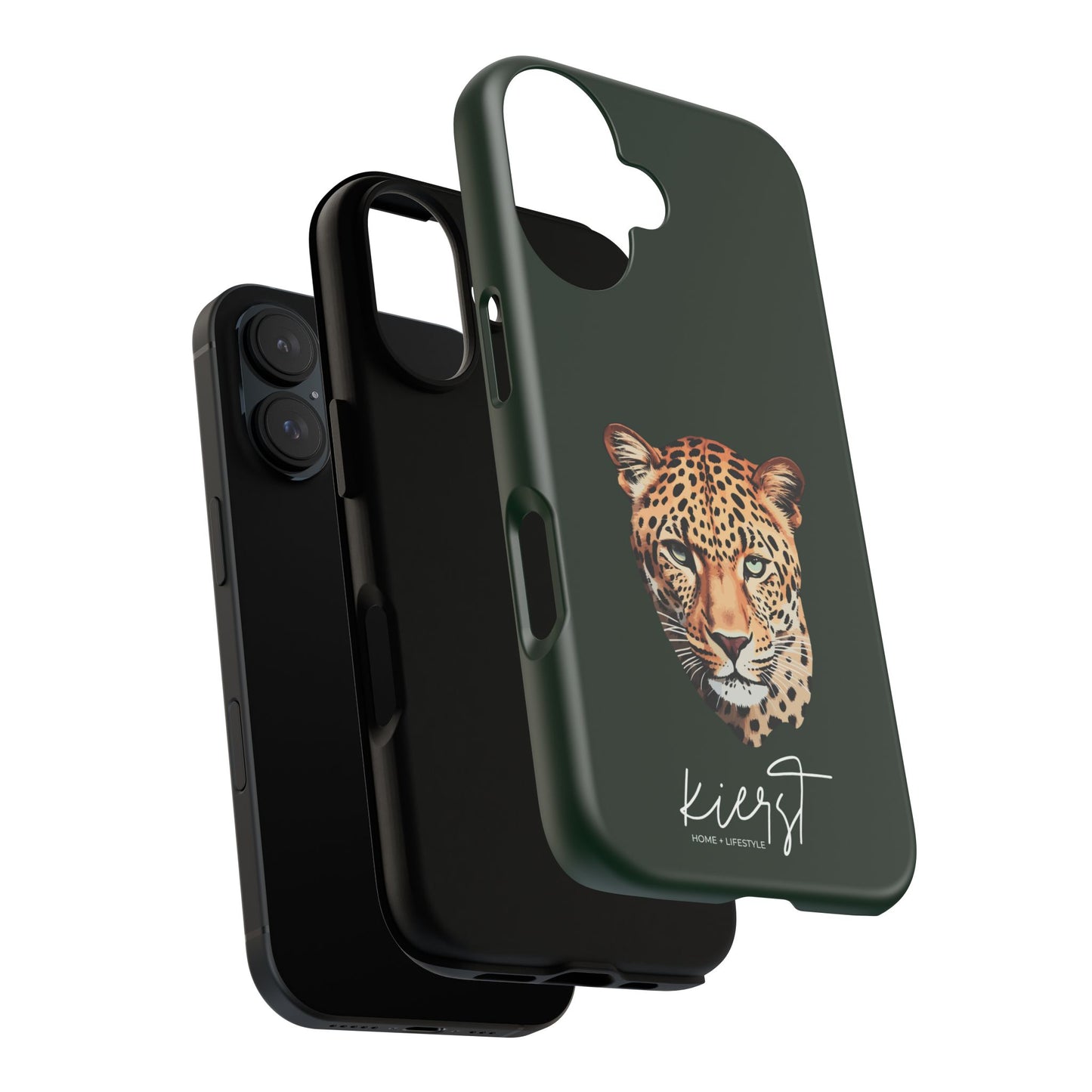 Leopard Head on Signature Midnight Pine iPhone Case | Designed to Stand Out