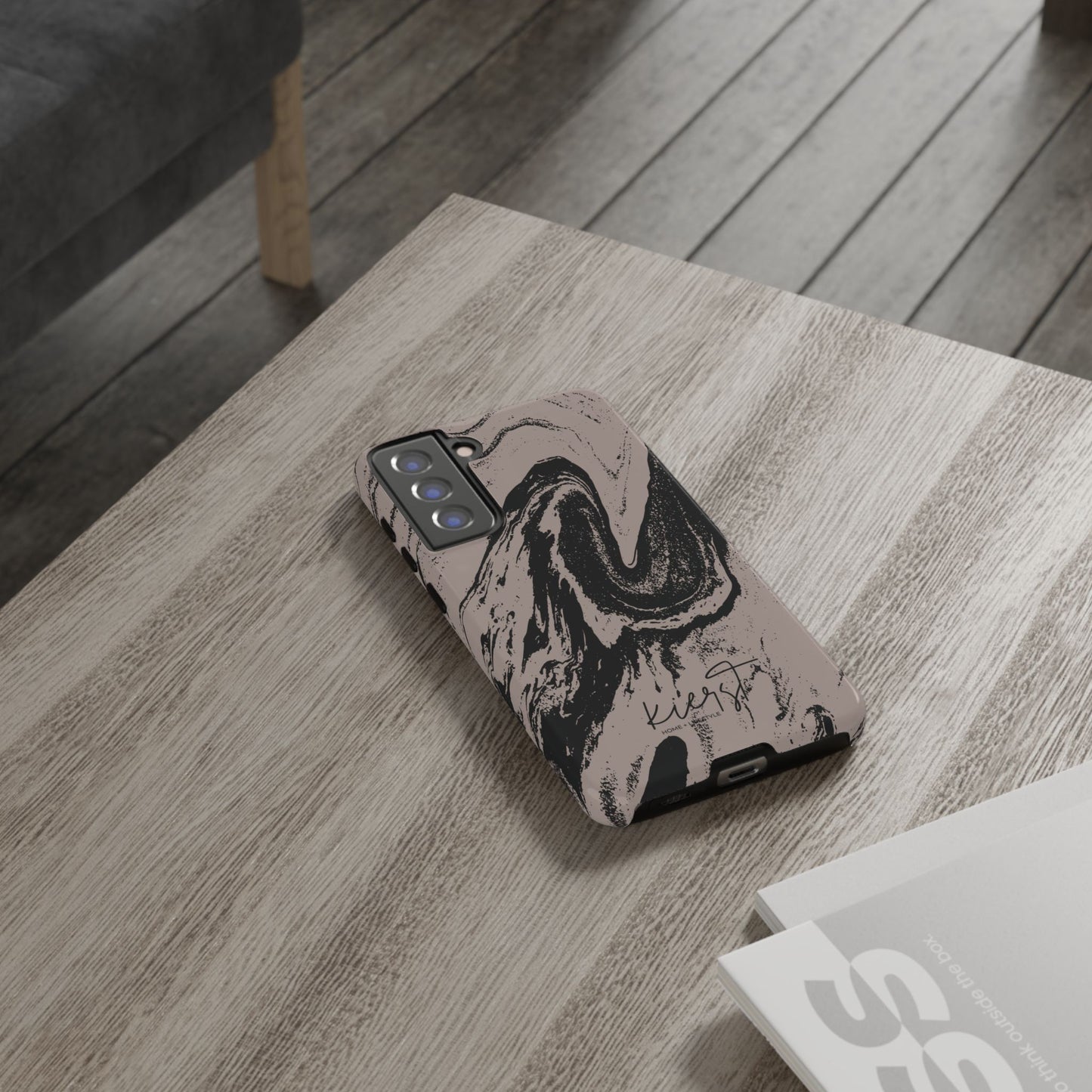 Taupe and Black Marble Samsung Galaxy Phone Case | Sleek, Durable Protection - Edgy, Modern Design