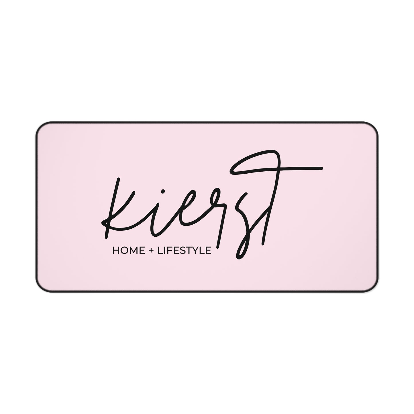 Signature Pink Desk Mat with kierst Logo | Luxe Brand-Inspired Workspace
