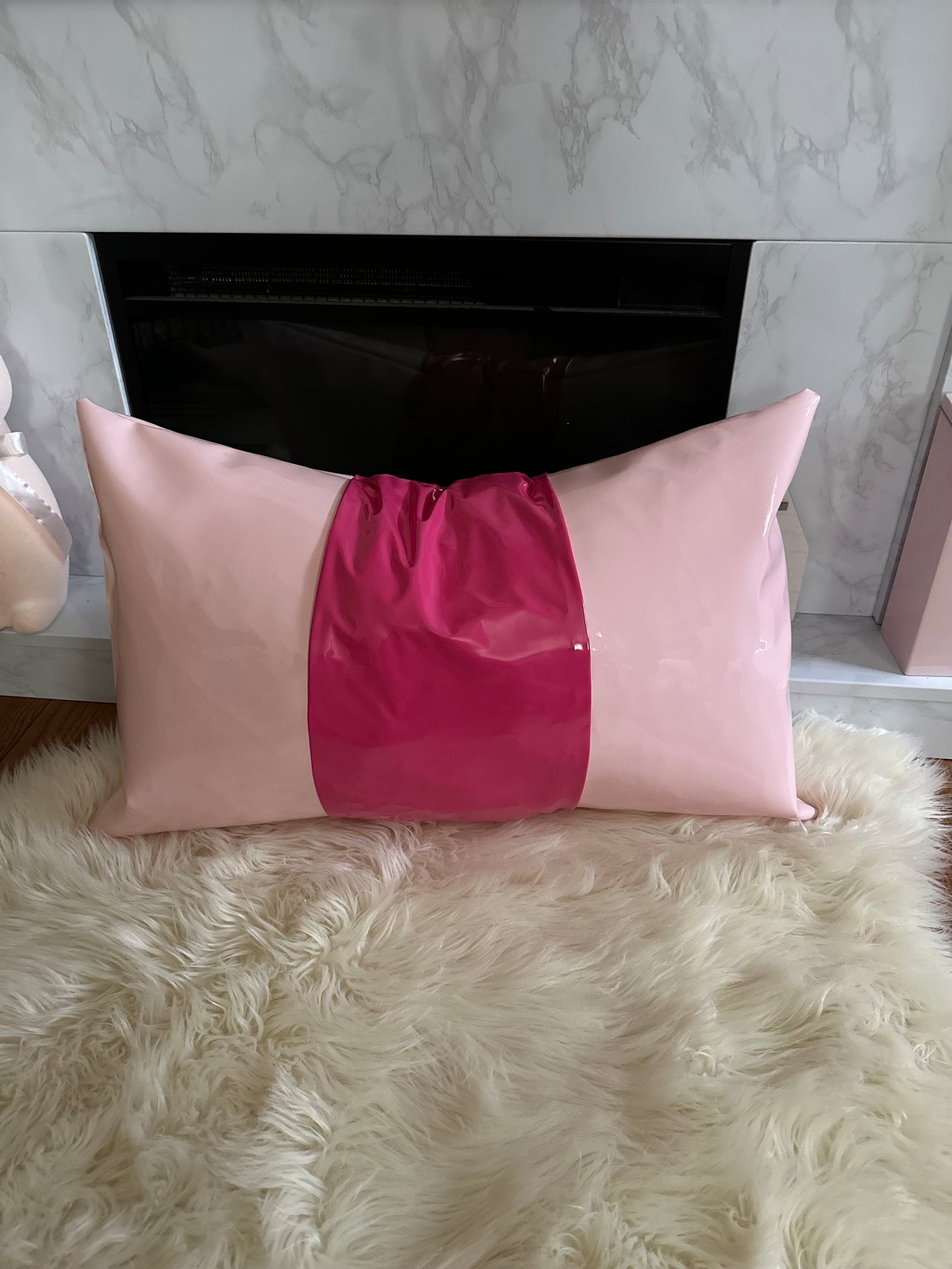 Two-Toned Pink Faux Leather Throw Pillow