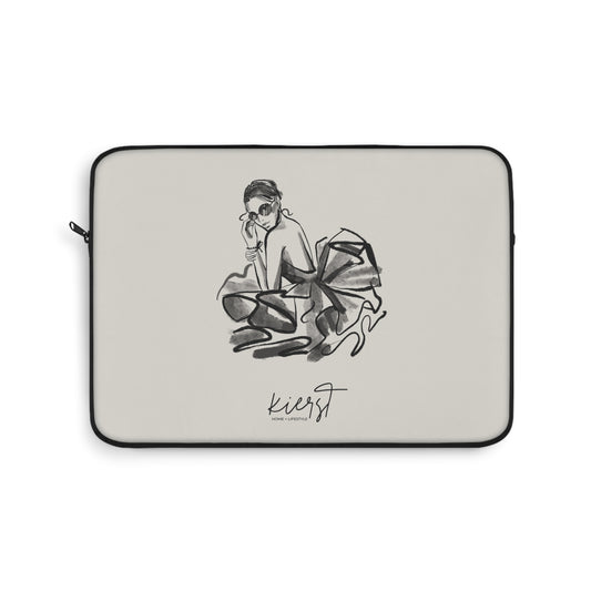 Woman in Tulle Gown Sketch Laptop Sleeve | Minimalist Fashion Illustration for Everyday Elegance