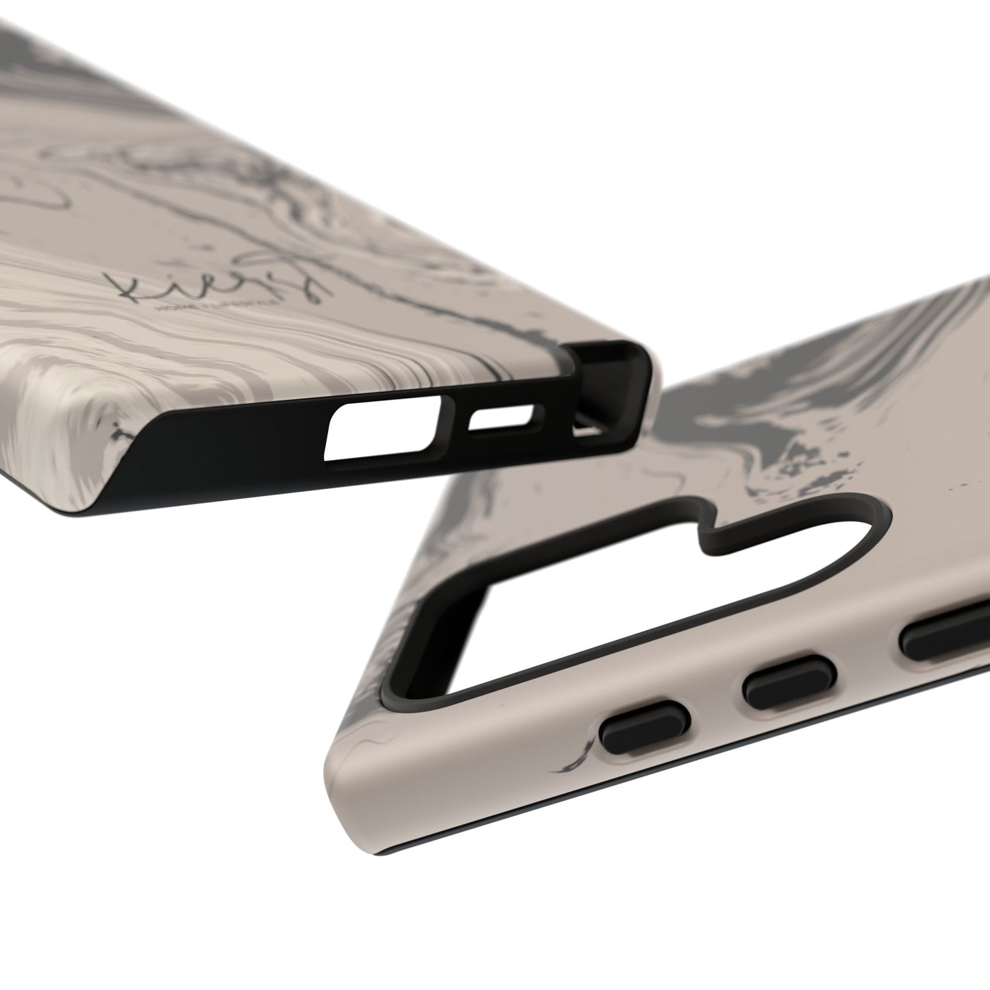 Cream, Grey, and Taupe Marble Samsung Galaxy Phone Case | Rich Swirls, Neutral Motion