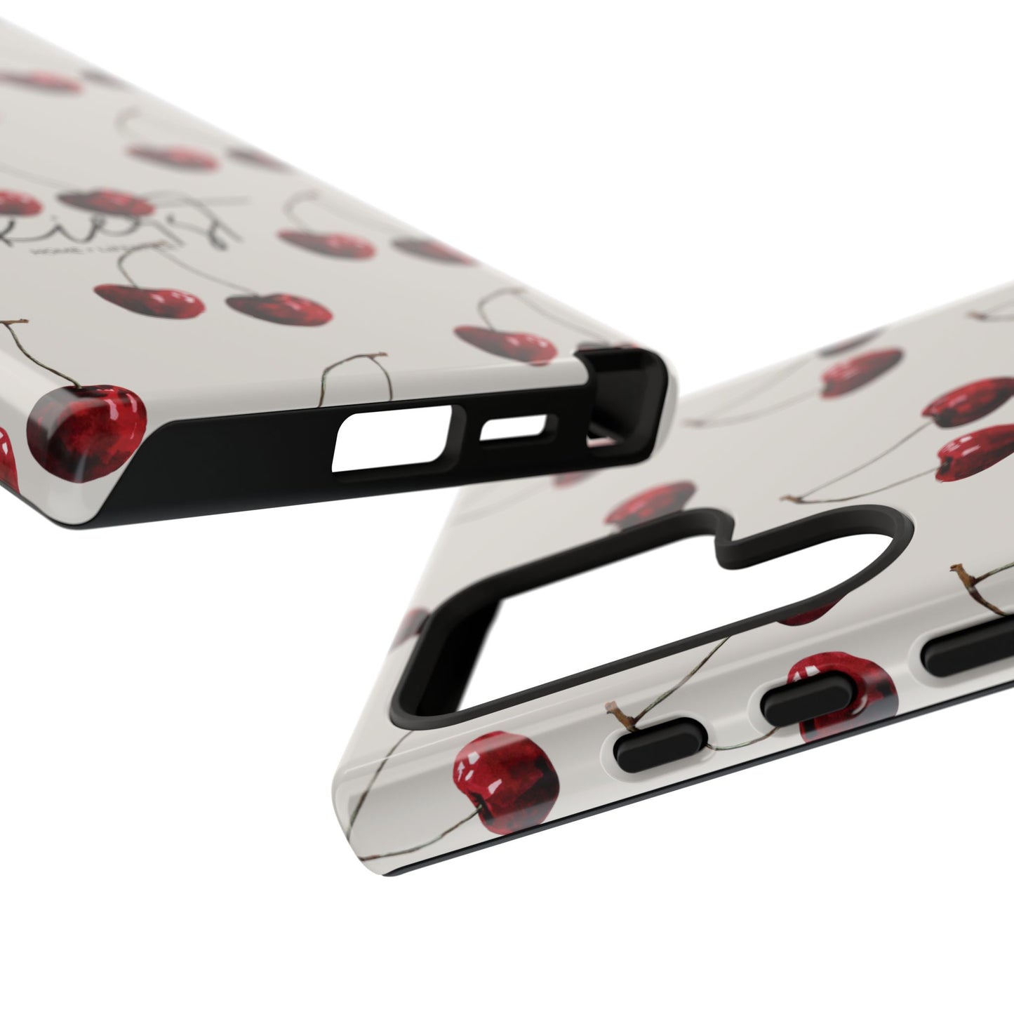 Moody Cherry Stems on White Bone Samsung Galaxy Case | Understated Luxury With A Playful Bite