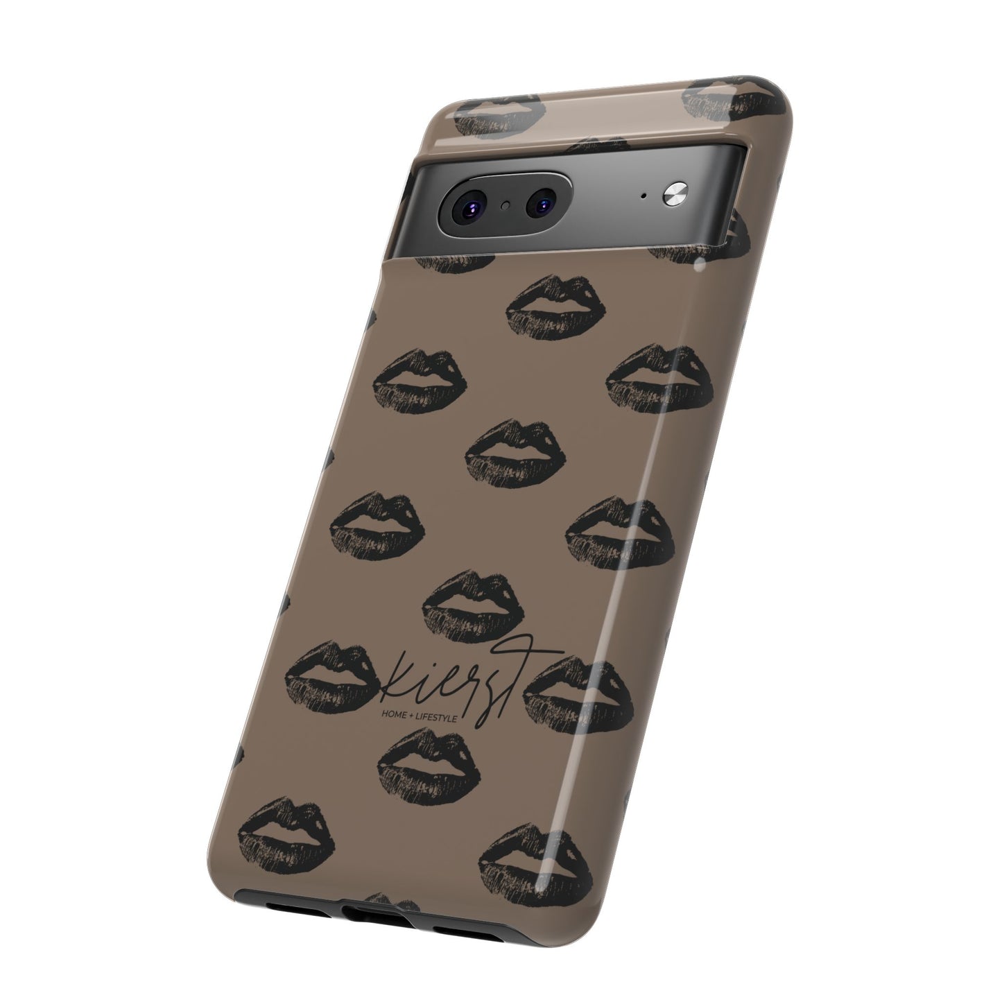 Black Lips on Mocha Google Pixel Phone Case | Soft Edge, Bold Energy
