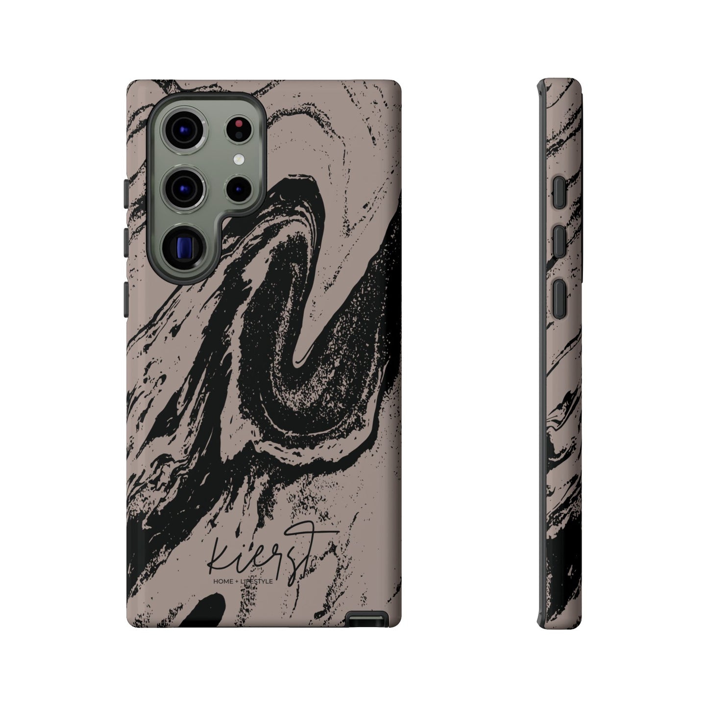 Taupe and Black Marble Samsung Galaxy Phone Case | Sleek, Durable Protection - Edgy, Modern Design