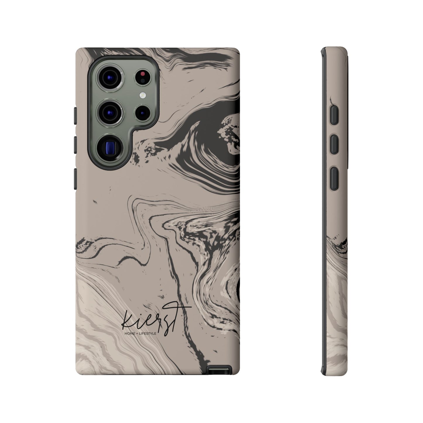 Cream, Grey, and Taupe Marble Samsung Galaxy Phone Case | Rich Swirls, Neutral Motion