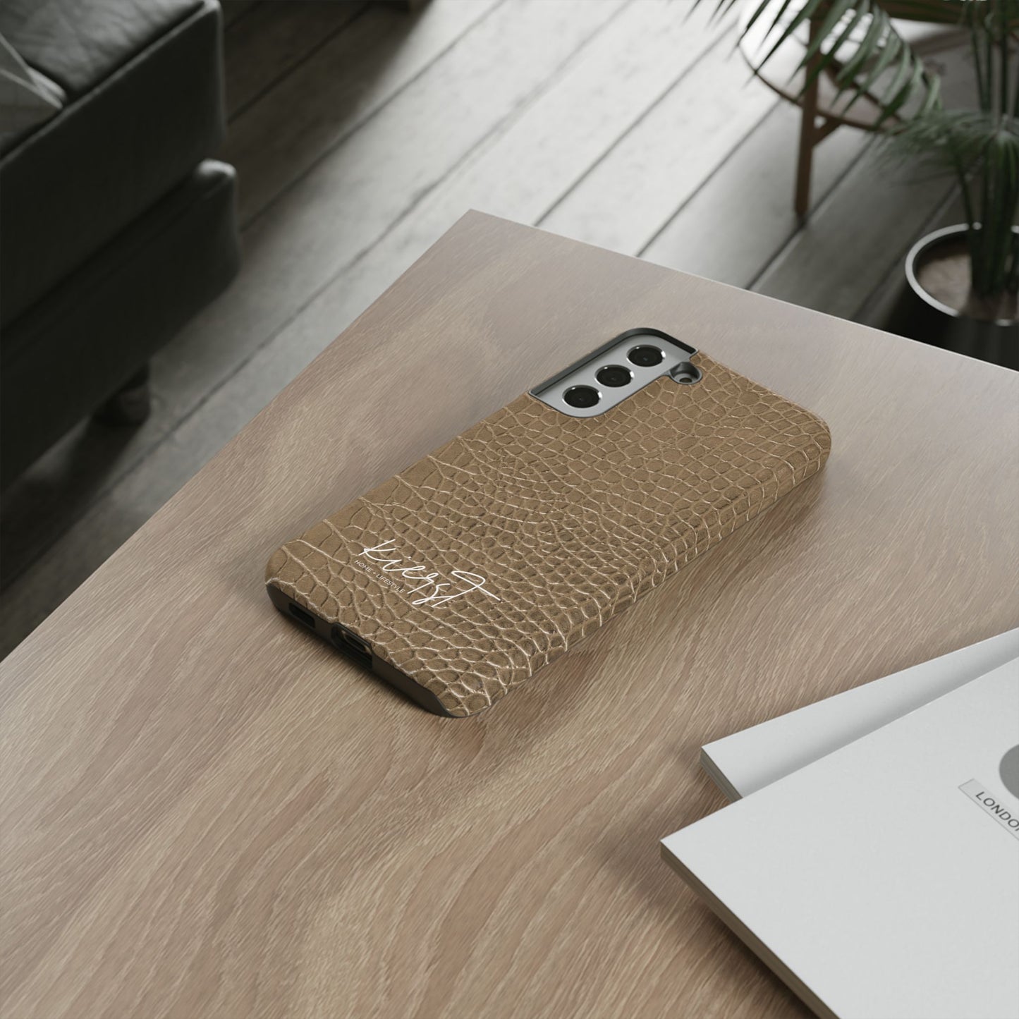 Tan Alligator Print Samsung Galaxy Phone Case | Subtle Statement, Everyday Style