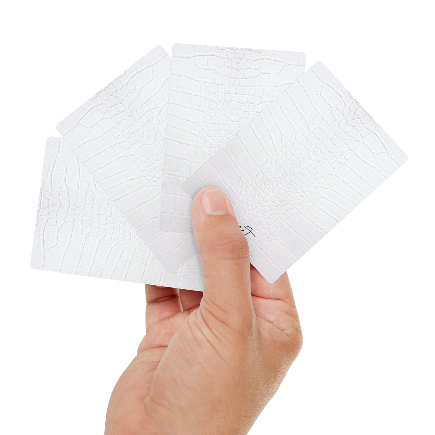 White Printed Alligator Playing Cards – Luxe Minimalist Deck