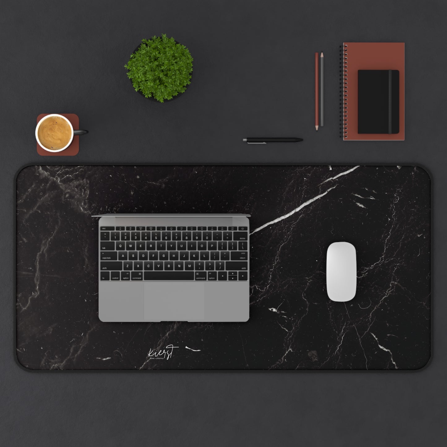 Black Marble Desk Mat | Luxe Workspace Essential