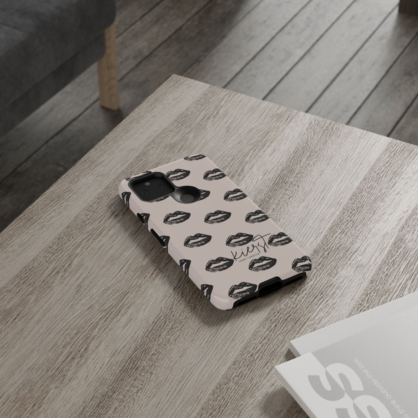 Black Lips on Oat Google Pixel Case | Minimalist Neutrals with a Bold Edge