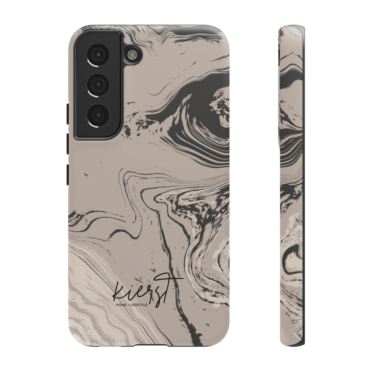 Cream, Grey, and Taupe Marble Samsung Galaxy Phone Case | Rich Swirls, Neutral Motion