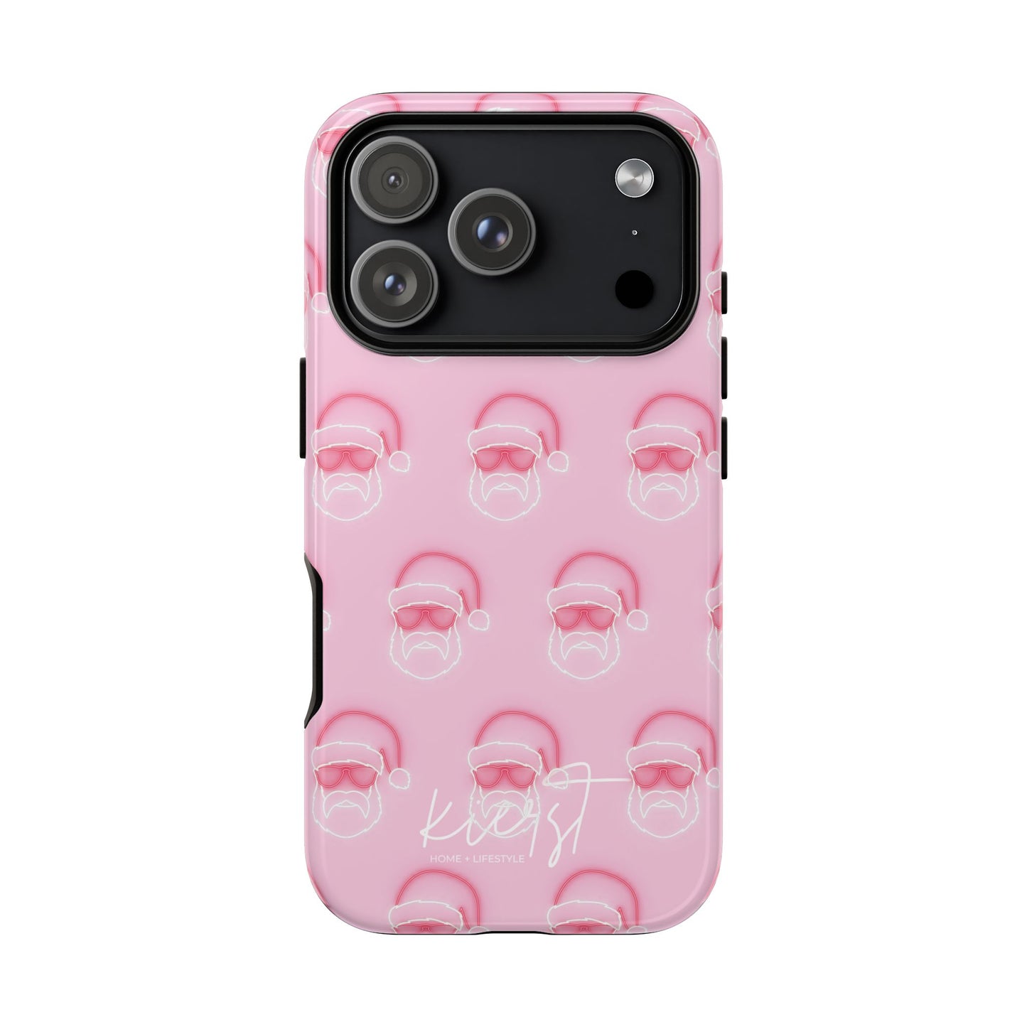 Holiday 25 Neon Sign Santa on Pink iPhone Case