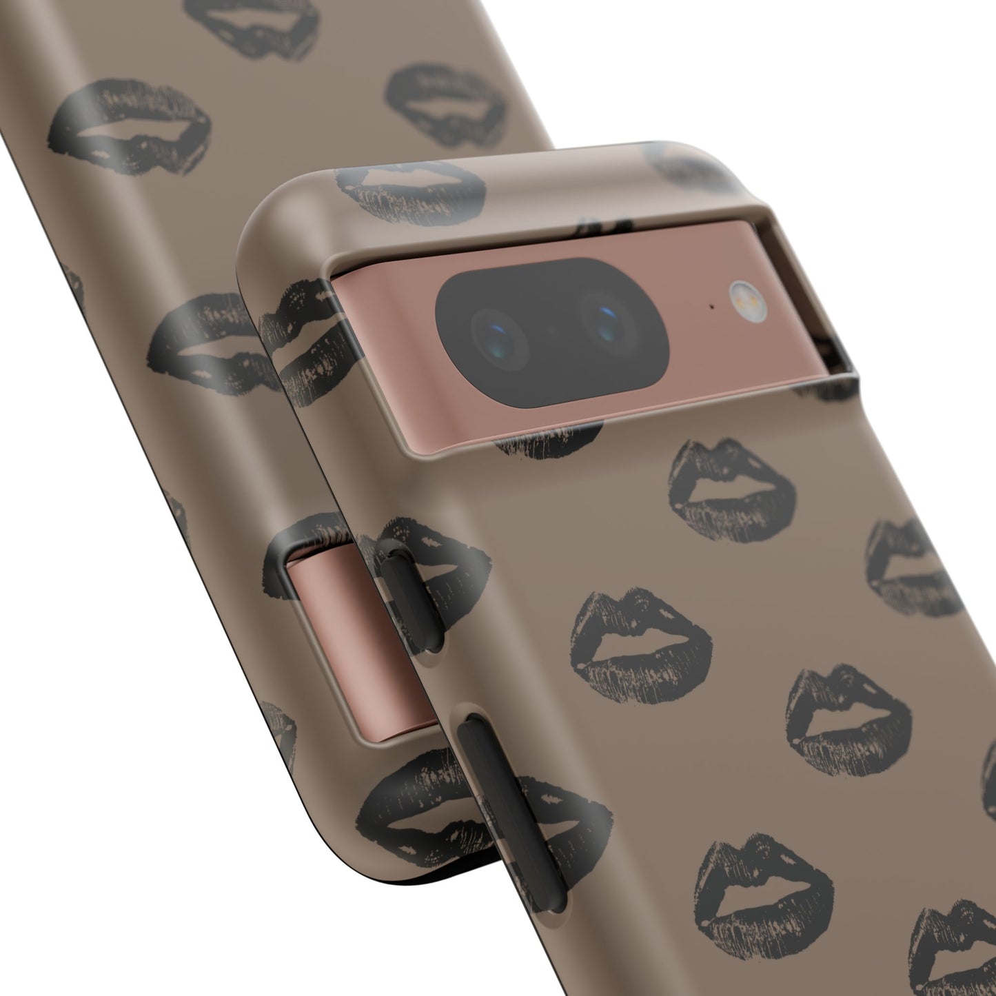 Black Lips on Mocha Google Pixel Phone Case | Soft Edge, Bold Energy