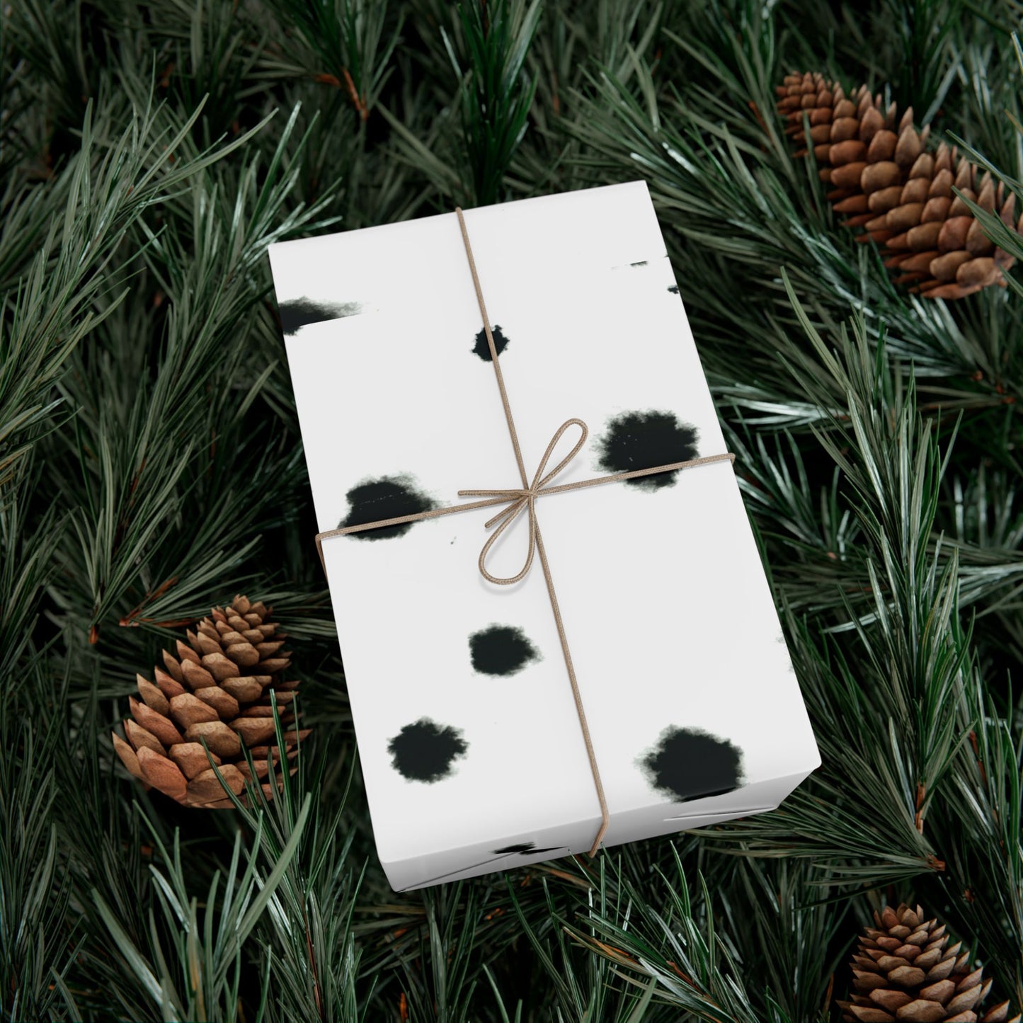 Smudged Black Spots on White Gift Wrapping Paper