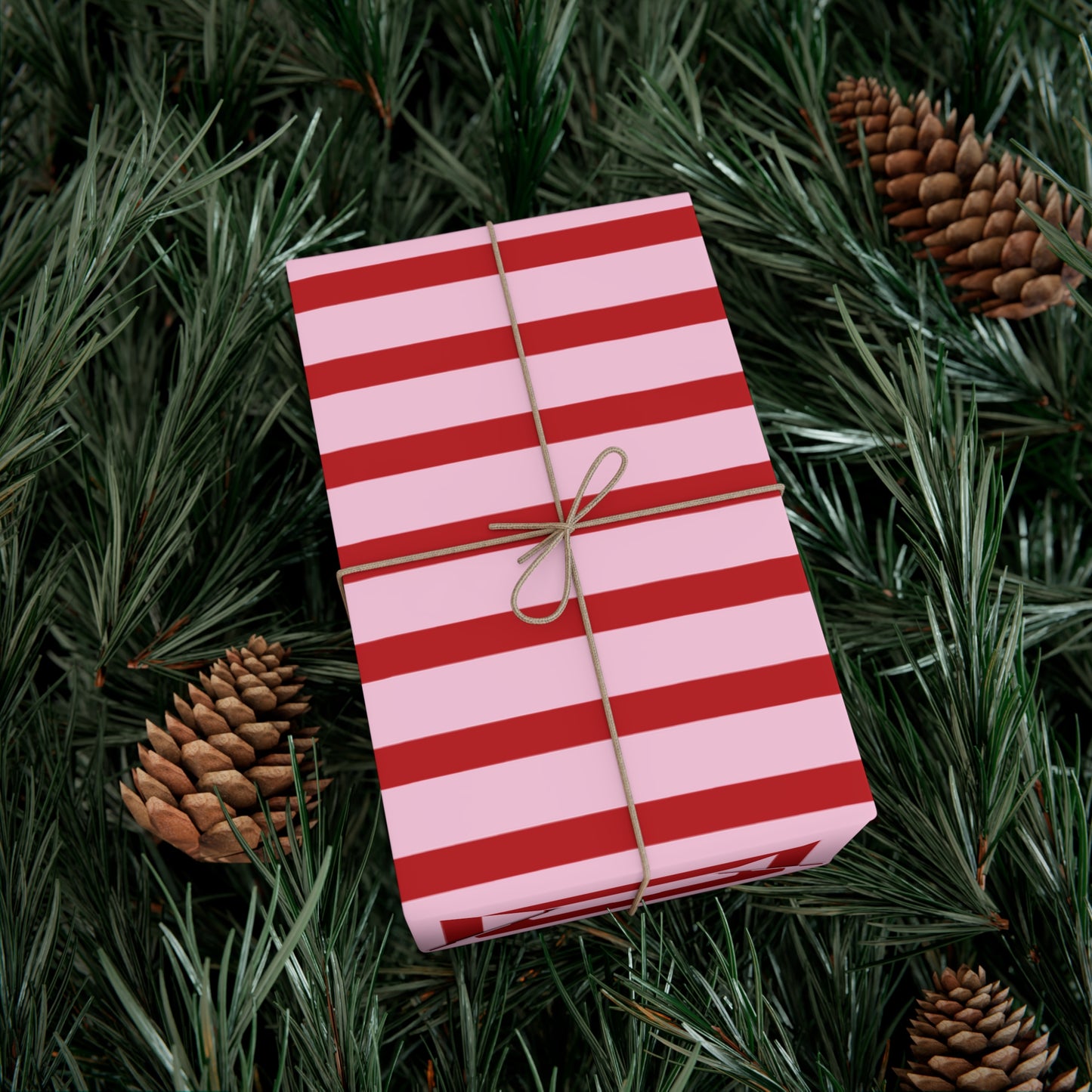 Pink and Red Horizontal Striped Wrapping paper