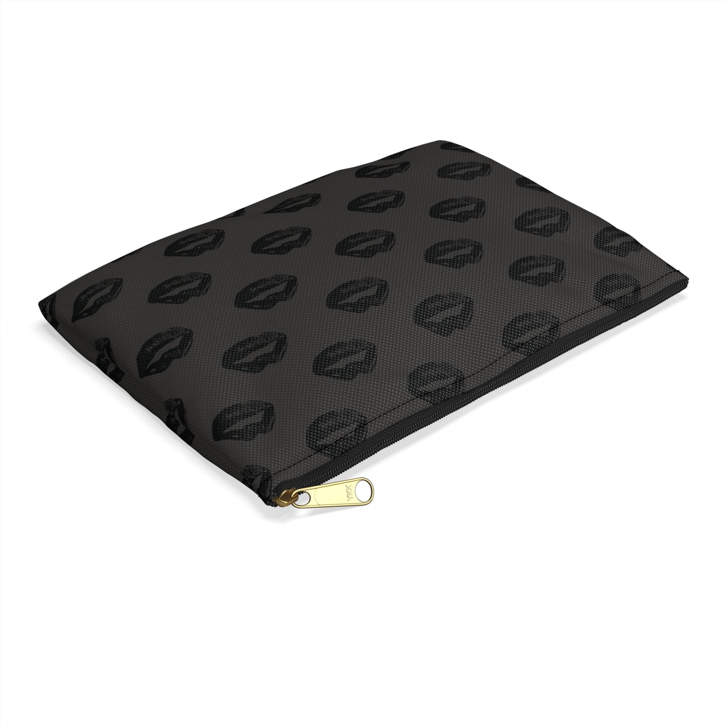 Black Lips on Charcoal Accessory Pouch | Quietly Bold