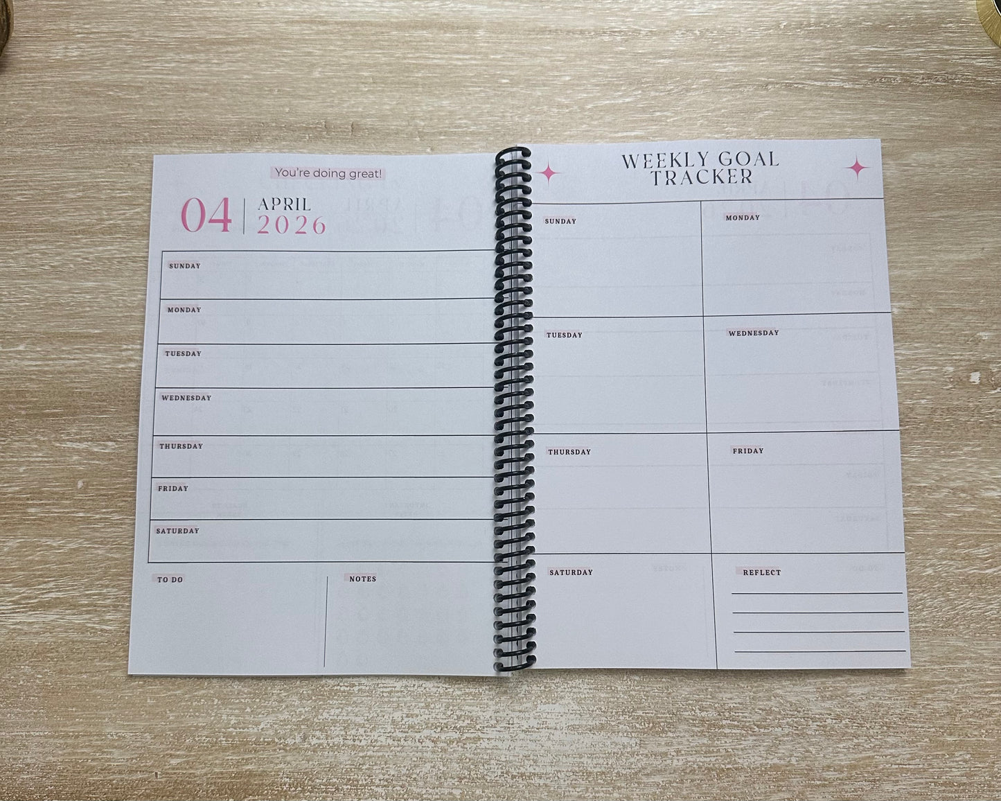 2026 Lifestyle Planner - Signature Pink and Cream Striped