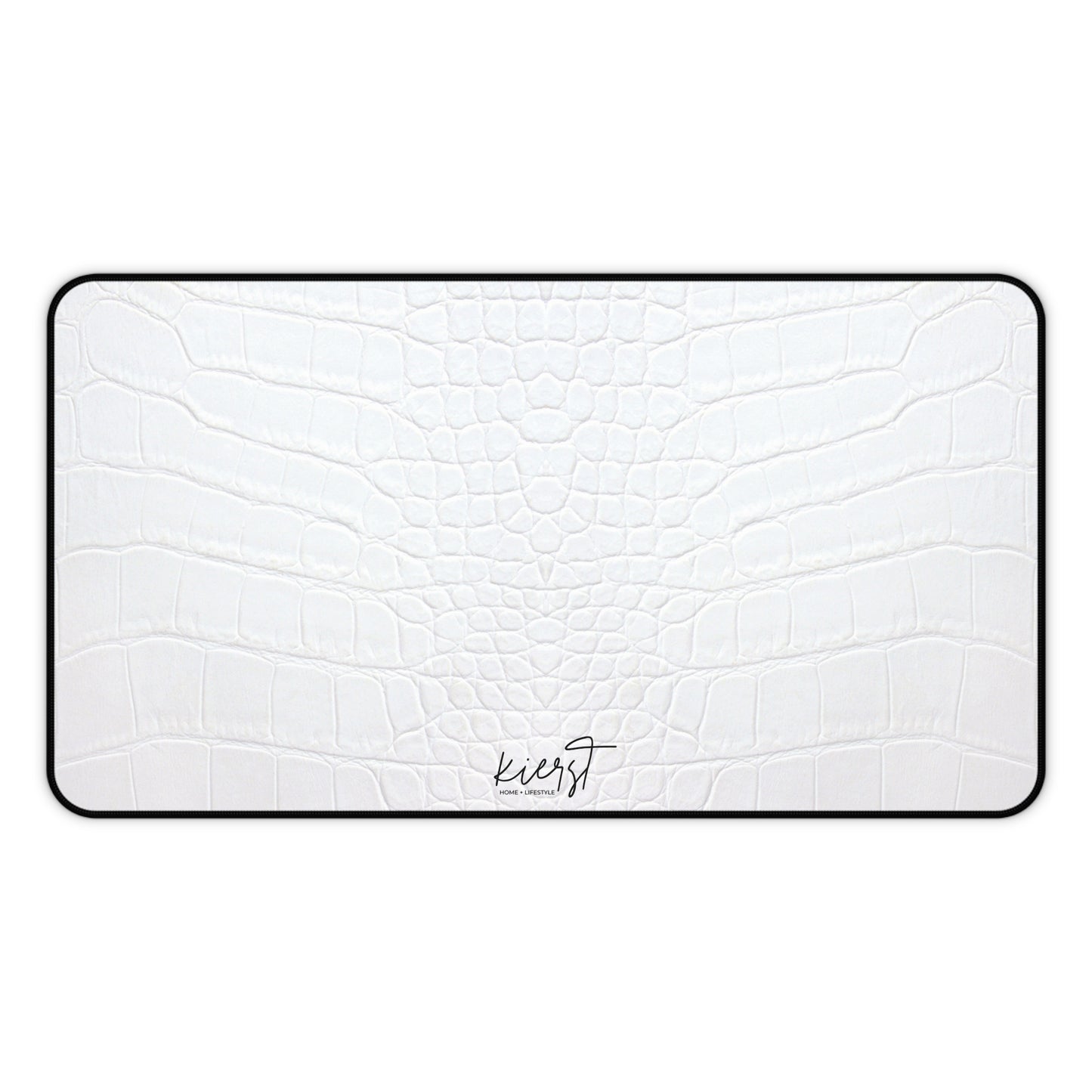 White Alligator Print Desk Mat | Luxe Minimalist Workspace Upgrade
