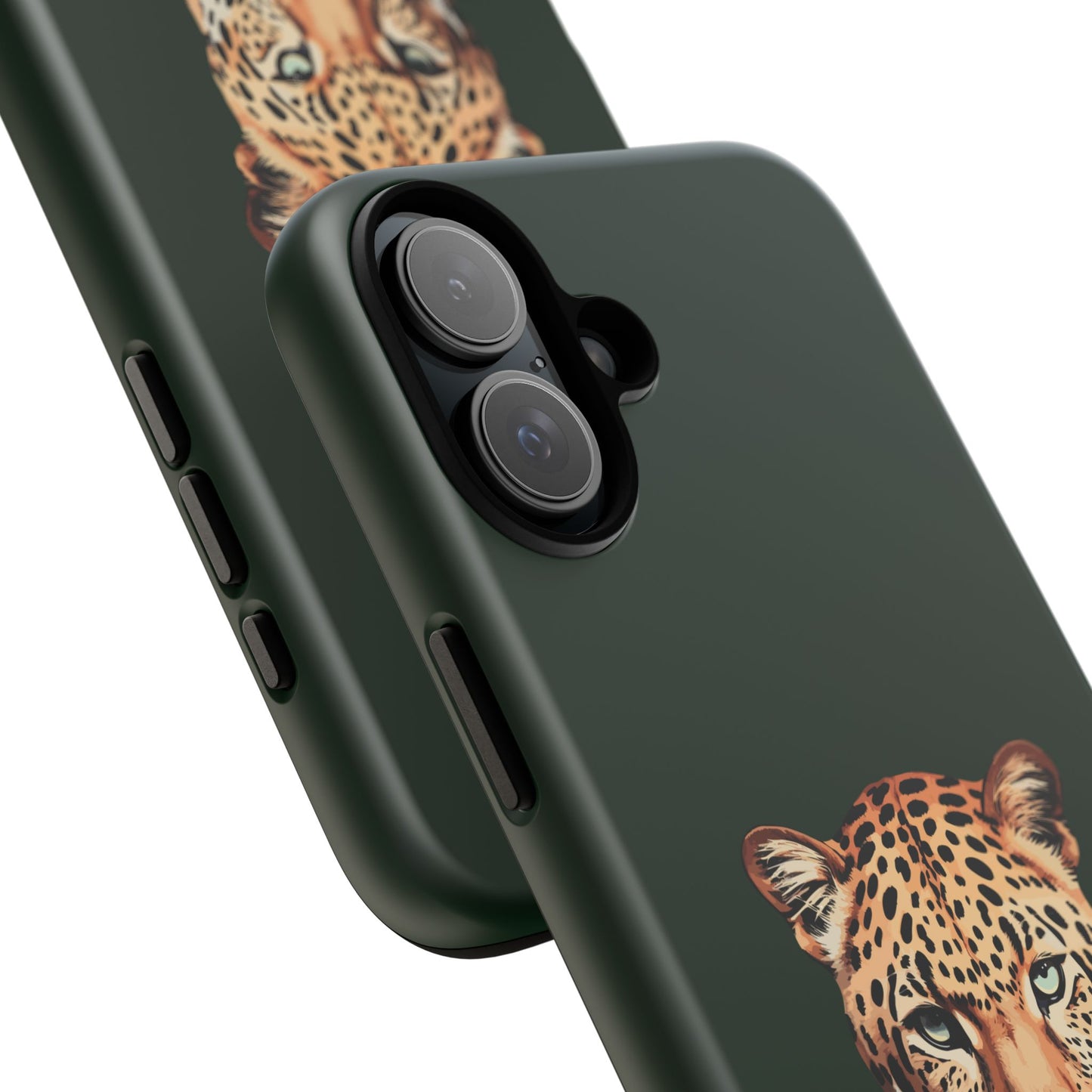 Leopard Head on Signature Midnight Pine iPhone Case | Designed to Stand Out