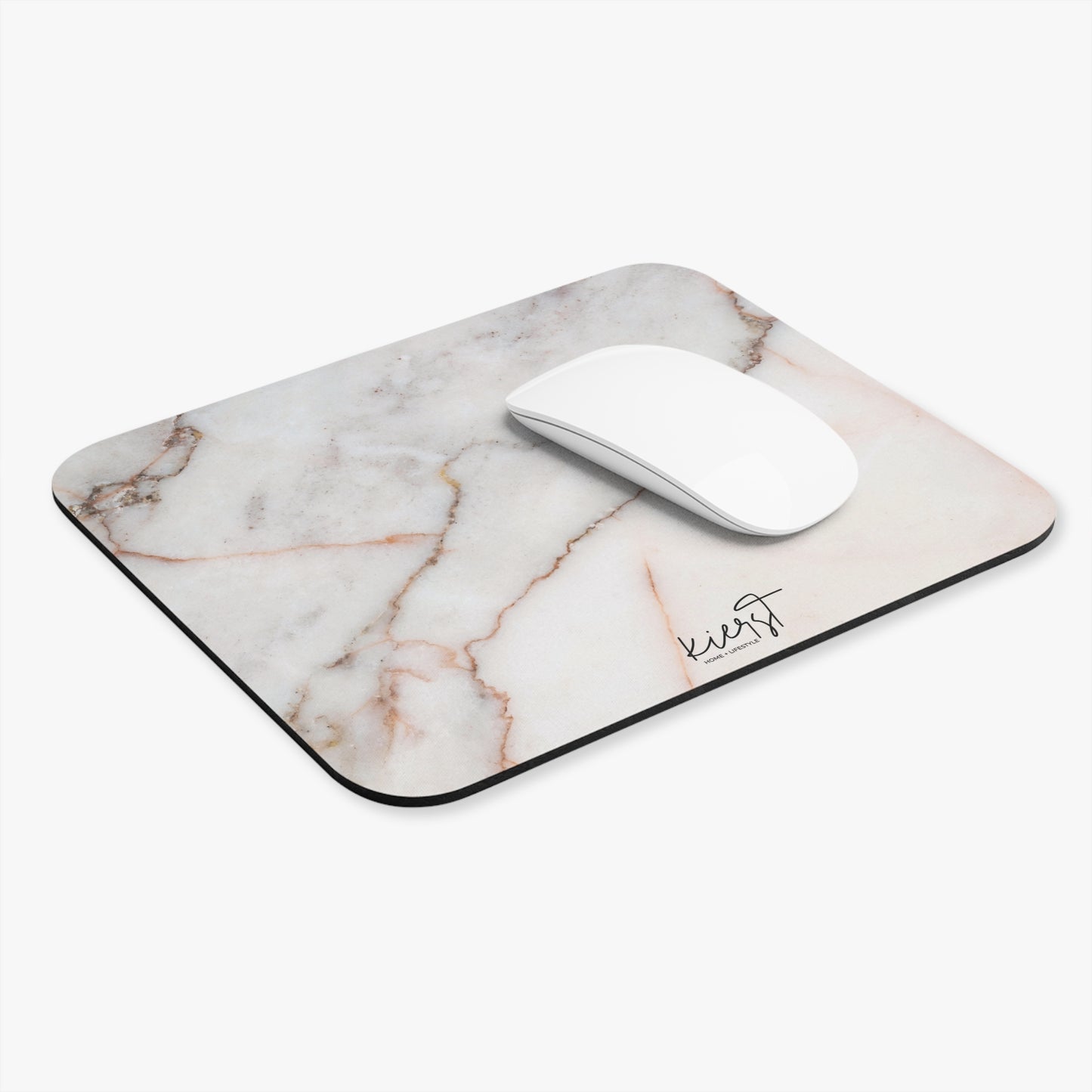 Warm White Marble Print Mouse Pad – Neutral Stone Desk Accessory