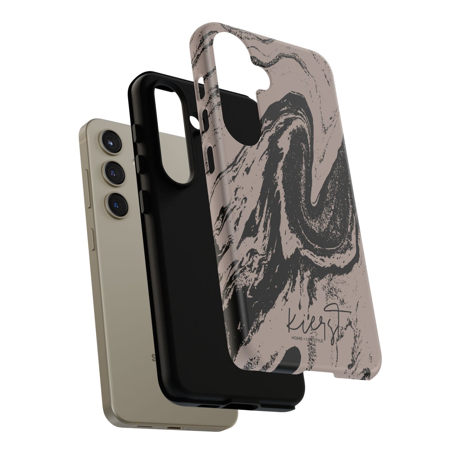 Taupe and Black Marble Samsung Galaxy Phone Case | Sleek, Durable Protection - Edgy, Modern Design