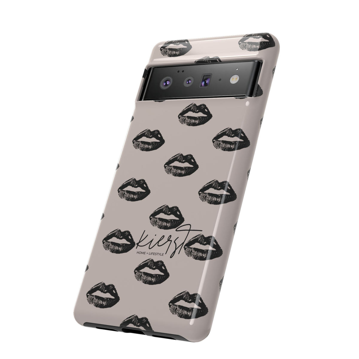 Black Lips on Oat Google Pixel Case | Minimalist Neutrals with a Bold Edge