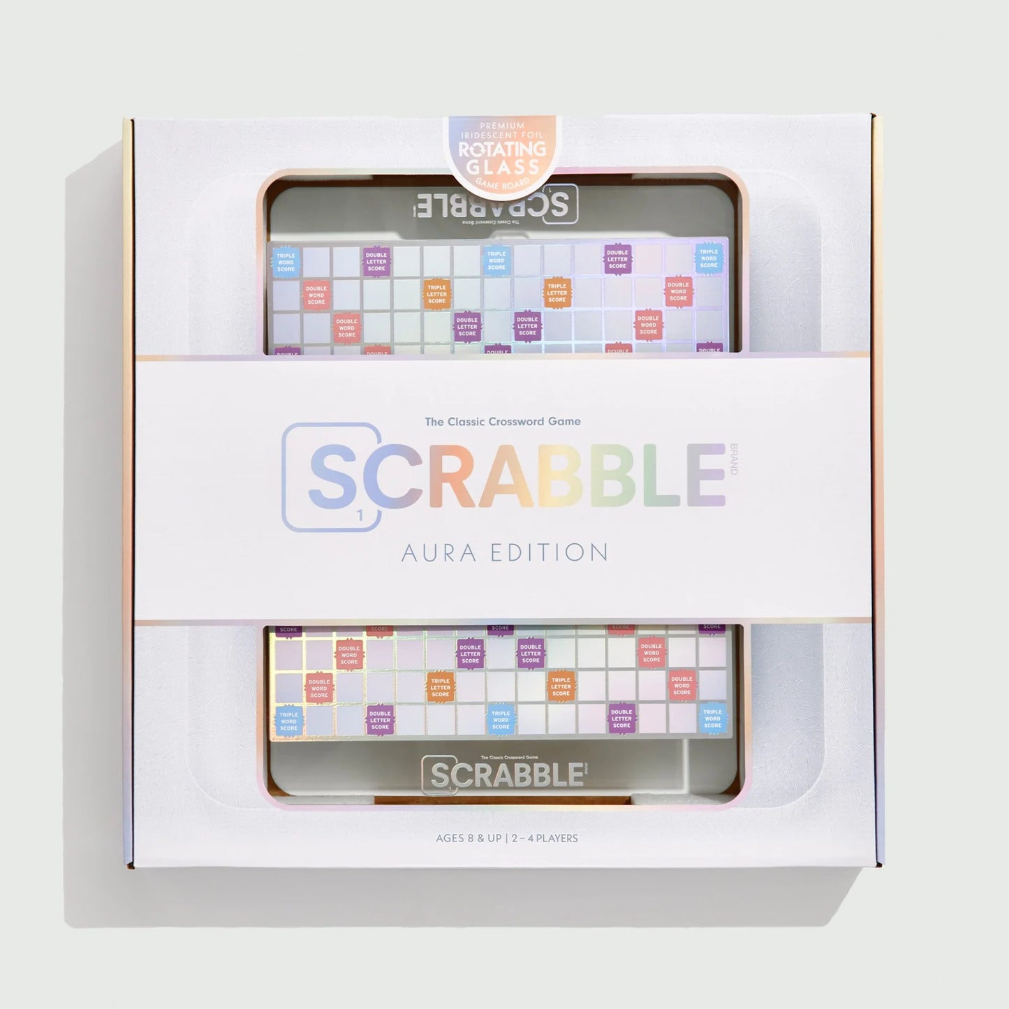 Scrabble Aura Glass Game | Iridescent Rotating Board Game for Elevated Game Nights