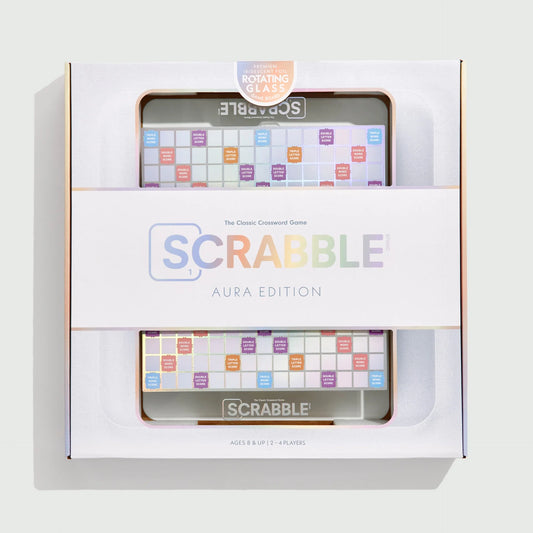 Scrabble Aura Glass Game | Iridescent Rotating Board Game for Elevated Game Nights