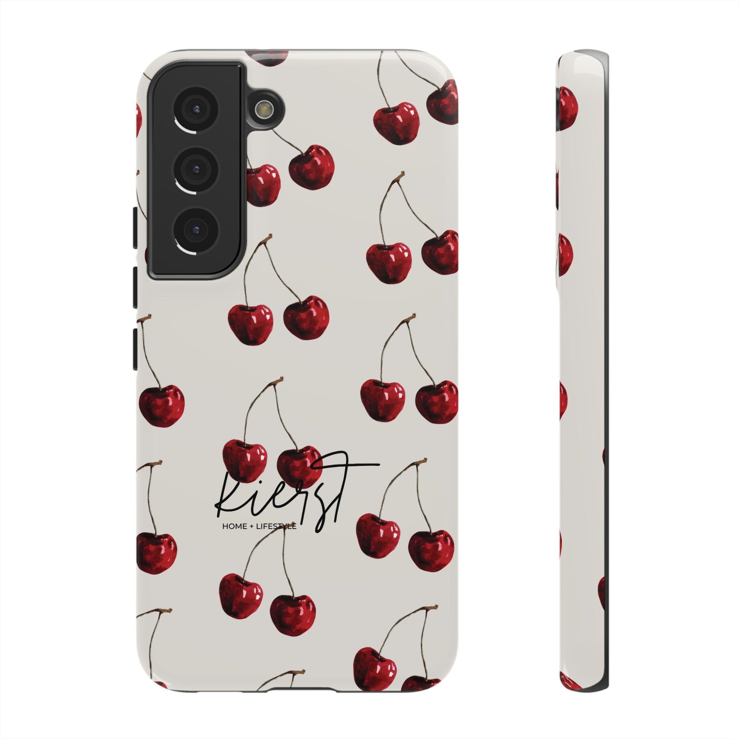 Moody Cherry Stems on White Bone Samsung Galaxy Case | Understated Luxury With A Playful Bite